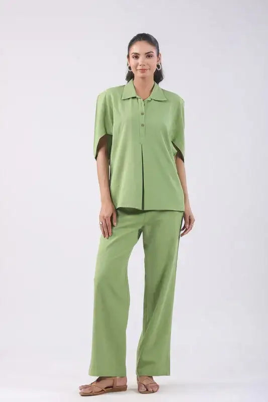 Pistachio Green Cotton Flex Co-ord Set