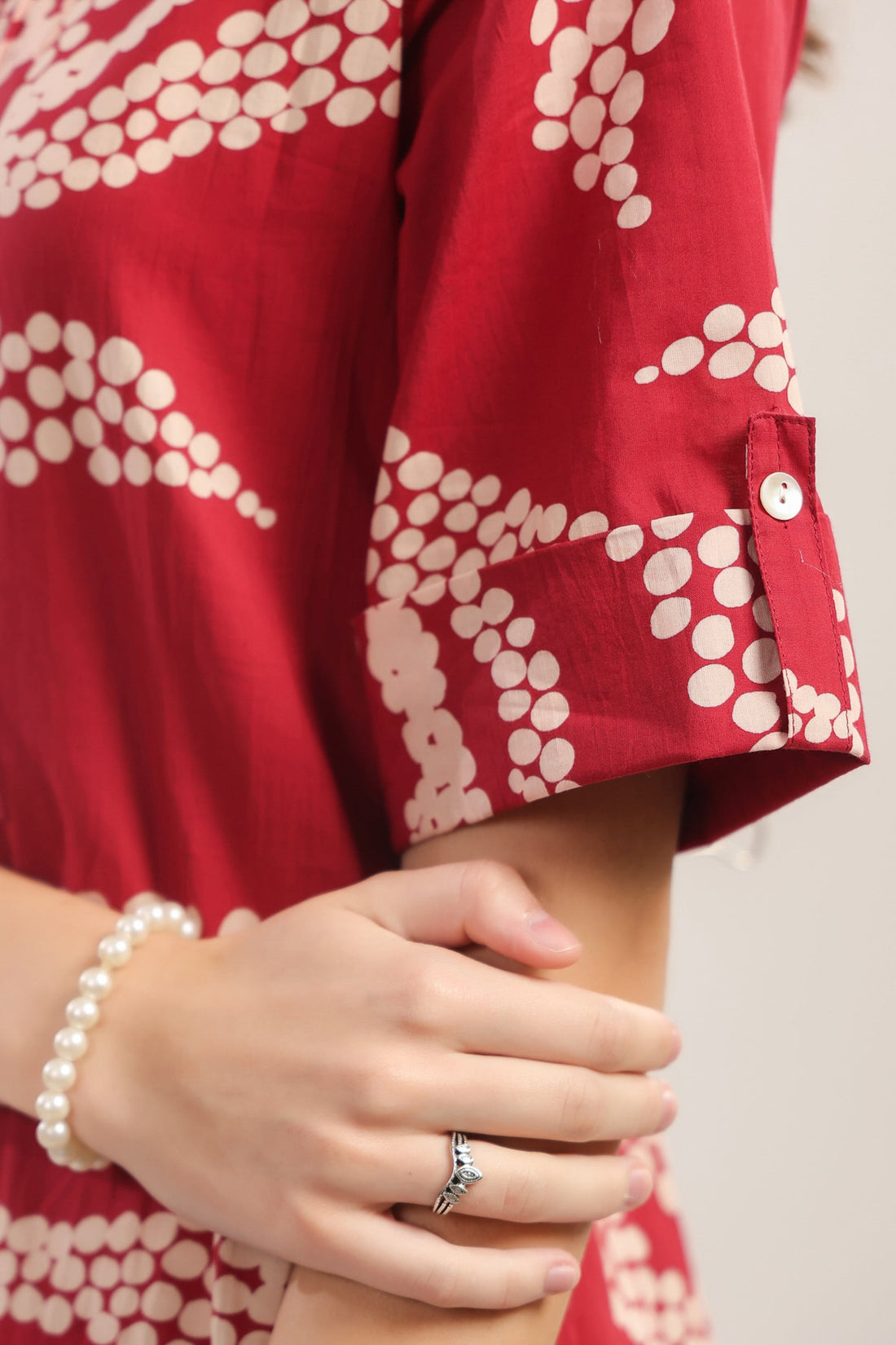 Crimson Breeze Abstract Cotton Co-ord Set