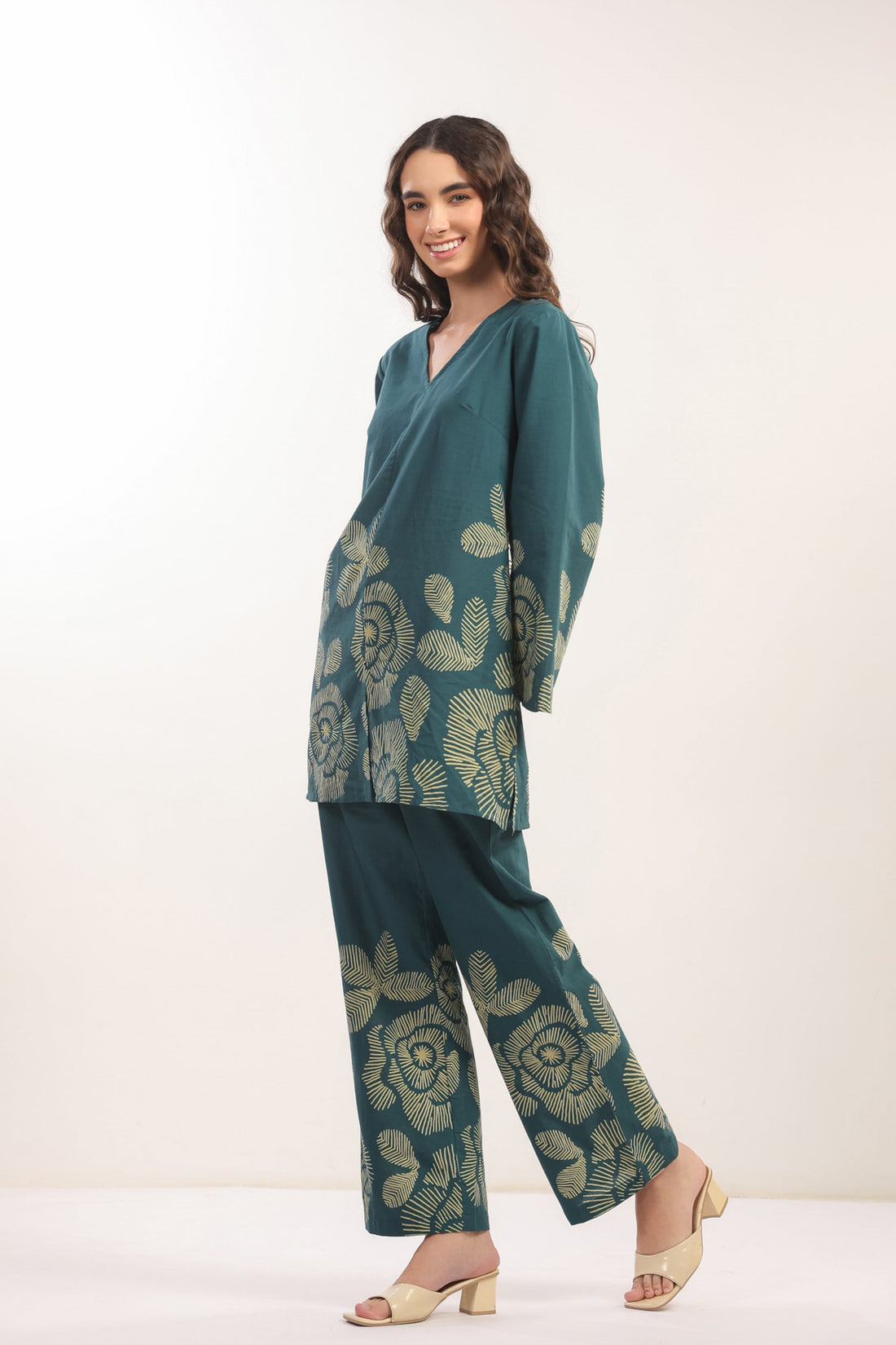 Wildflower Teal Cotton Co-ord Set