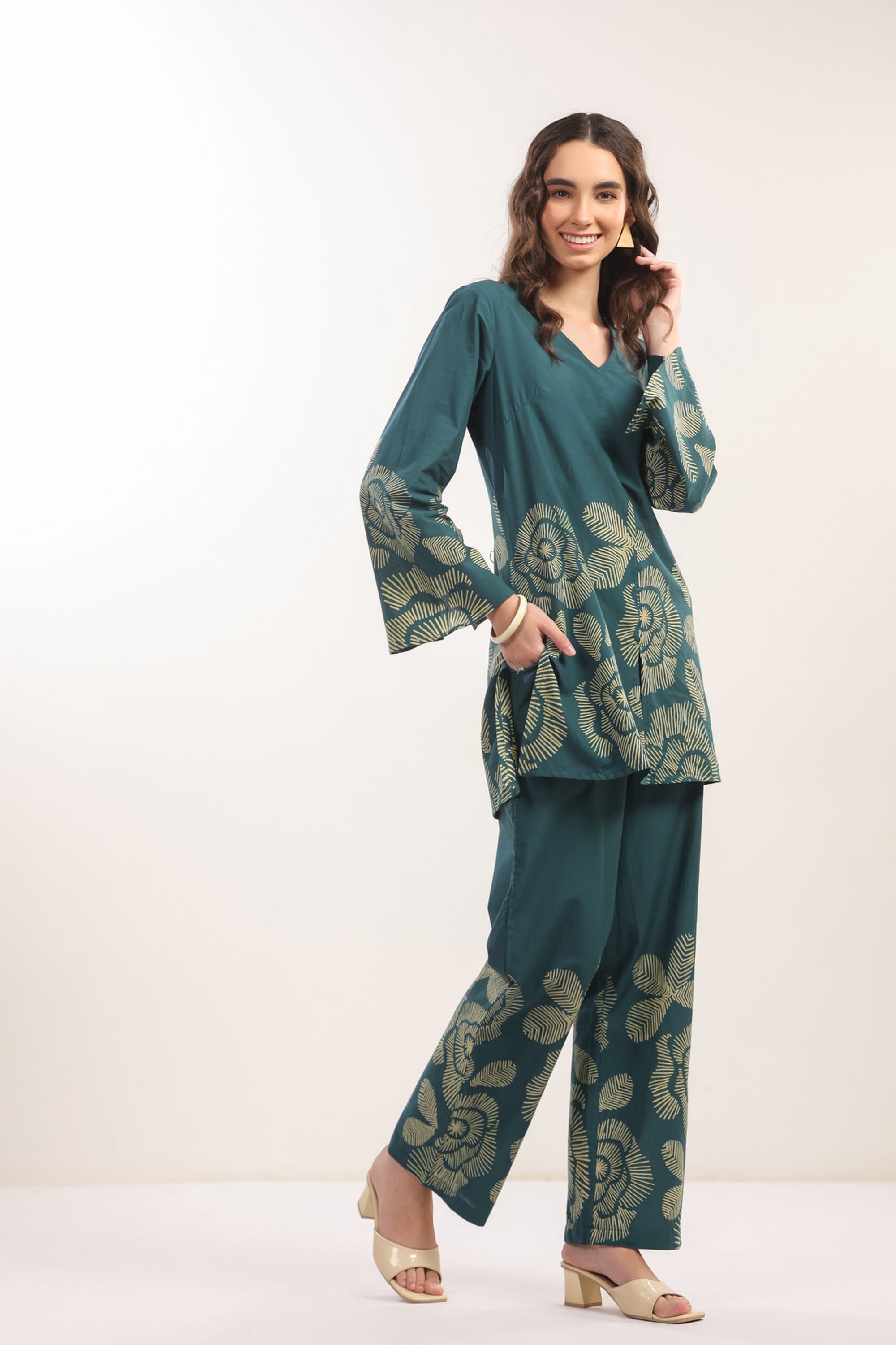 Wildflower Teal Cotton Co-ord Set