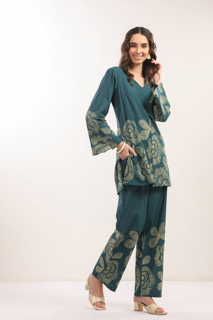 Wildflower Teal Cotton Co-ord Set