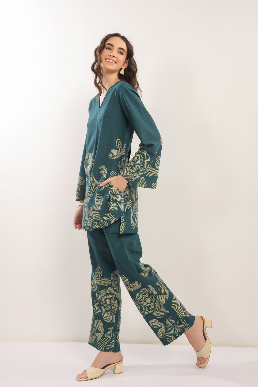 Wildflower Teal Cotton Co-ord Set