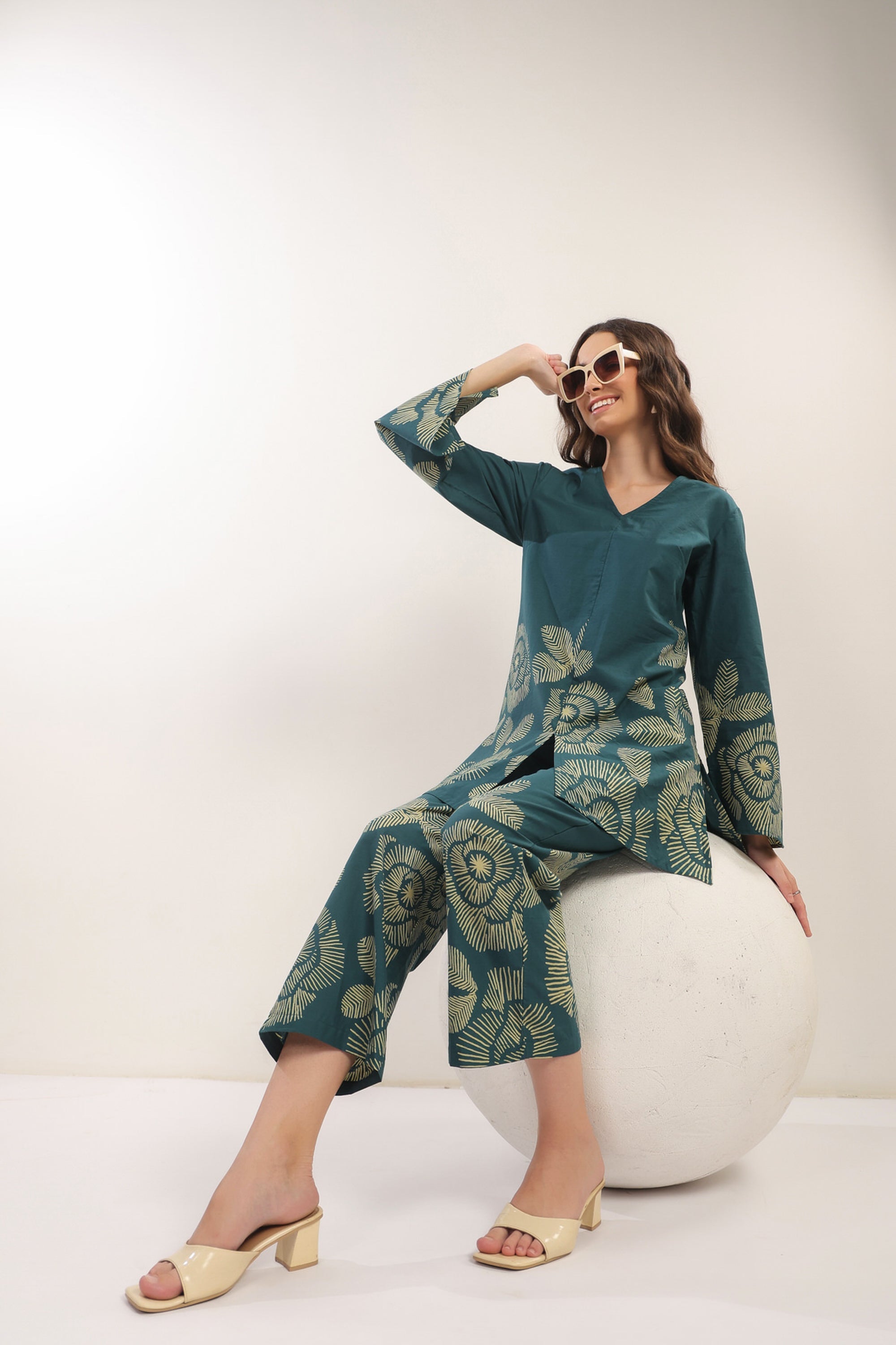 Wildflower Teal Cotton Co-ord Set