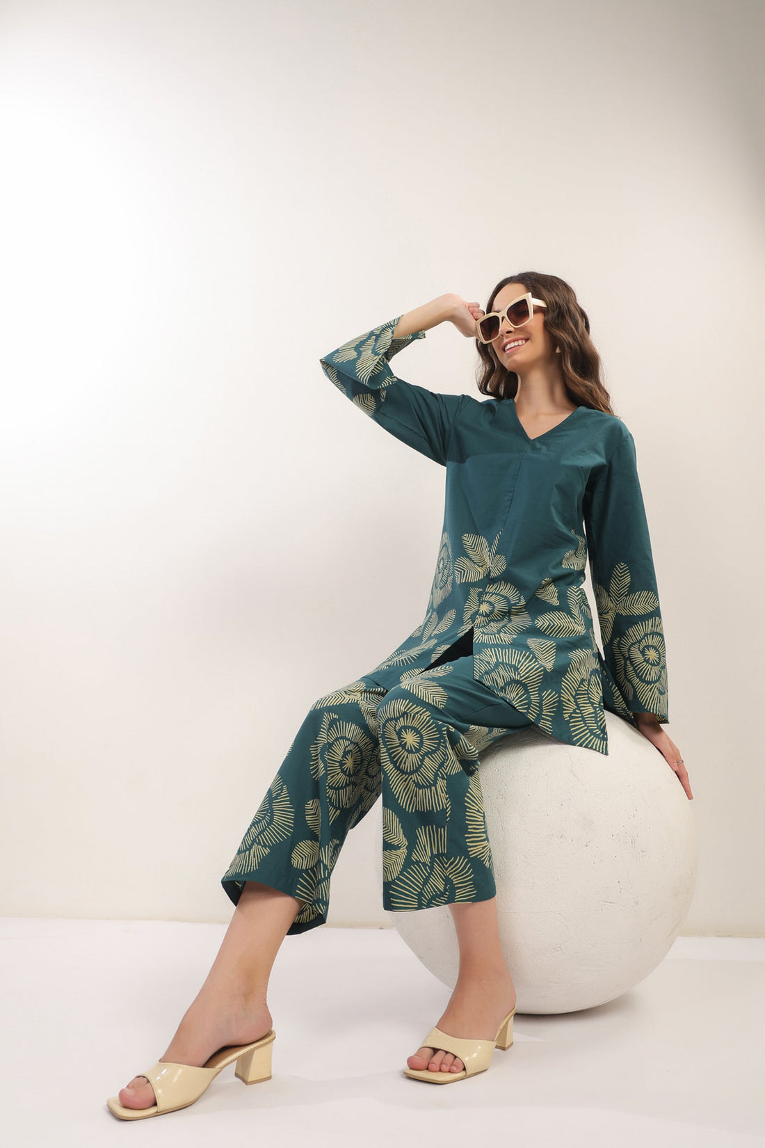 Wildflower Teal Cotton Co-ord Set