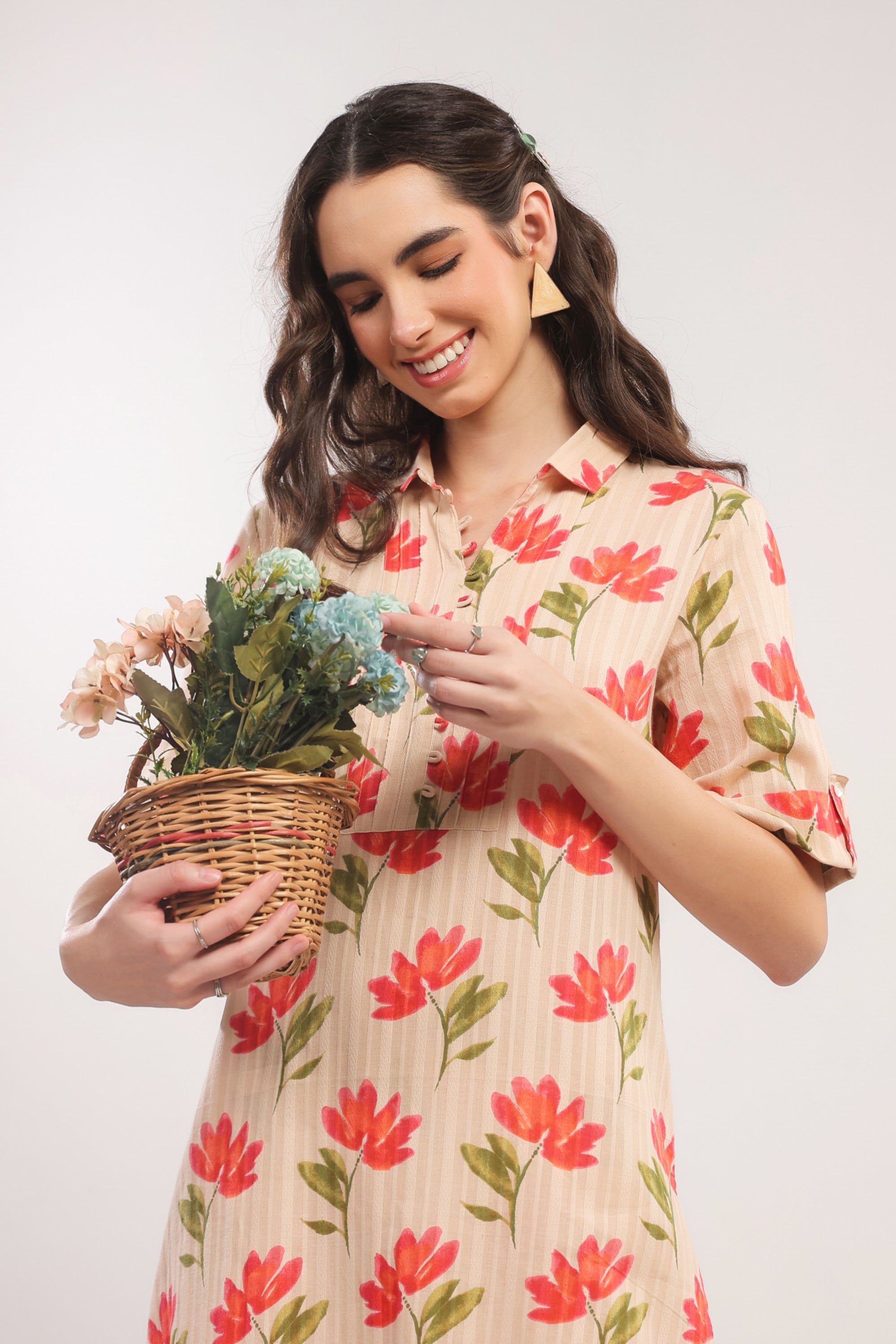 Apricot Petals Cotton Co-ord Set