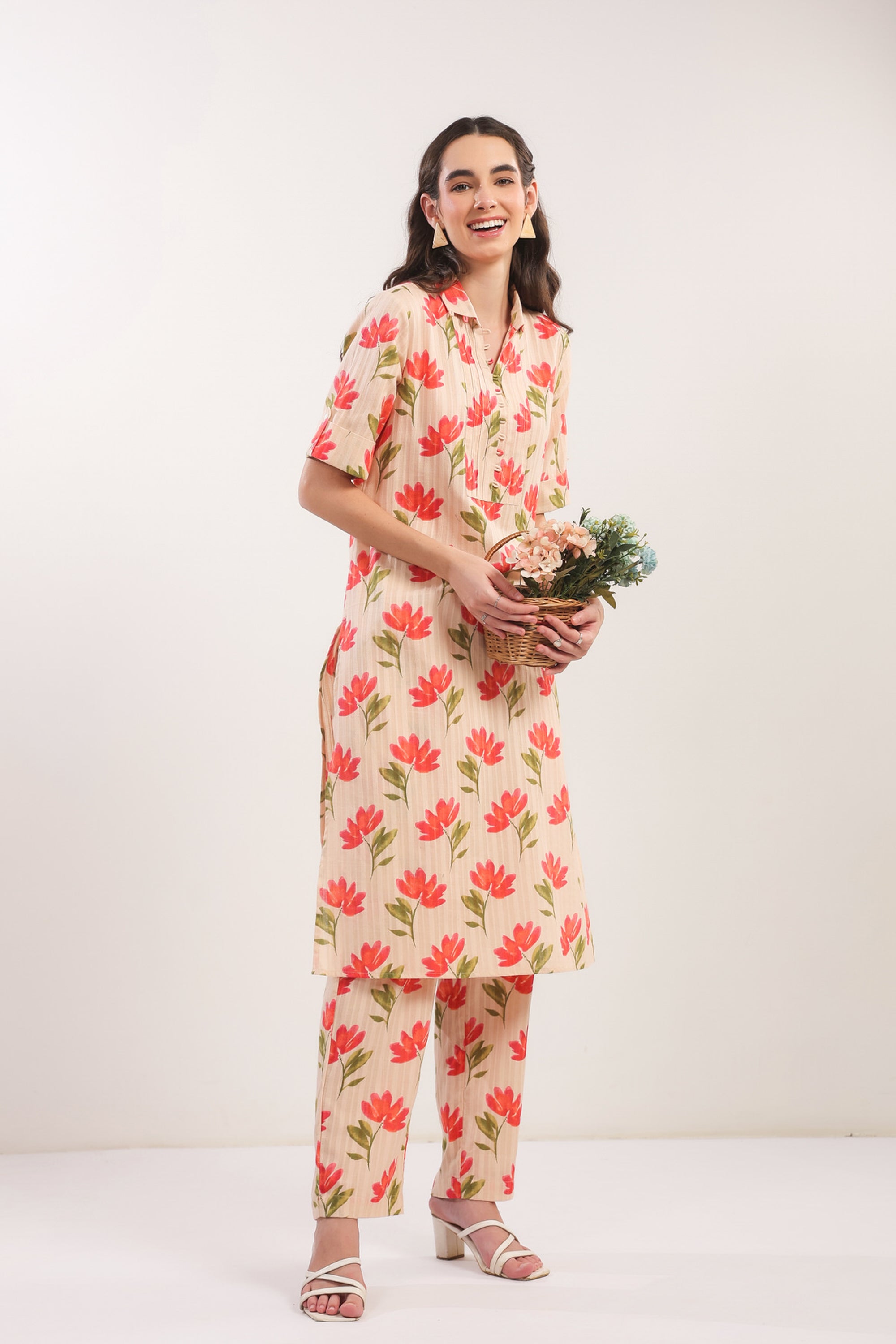 Apricot Petals Cotton Co-ord Set