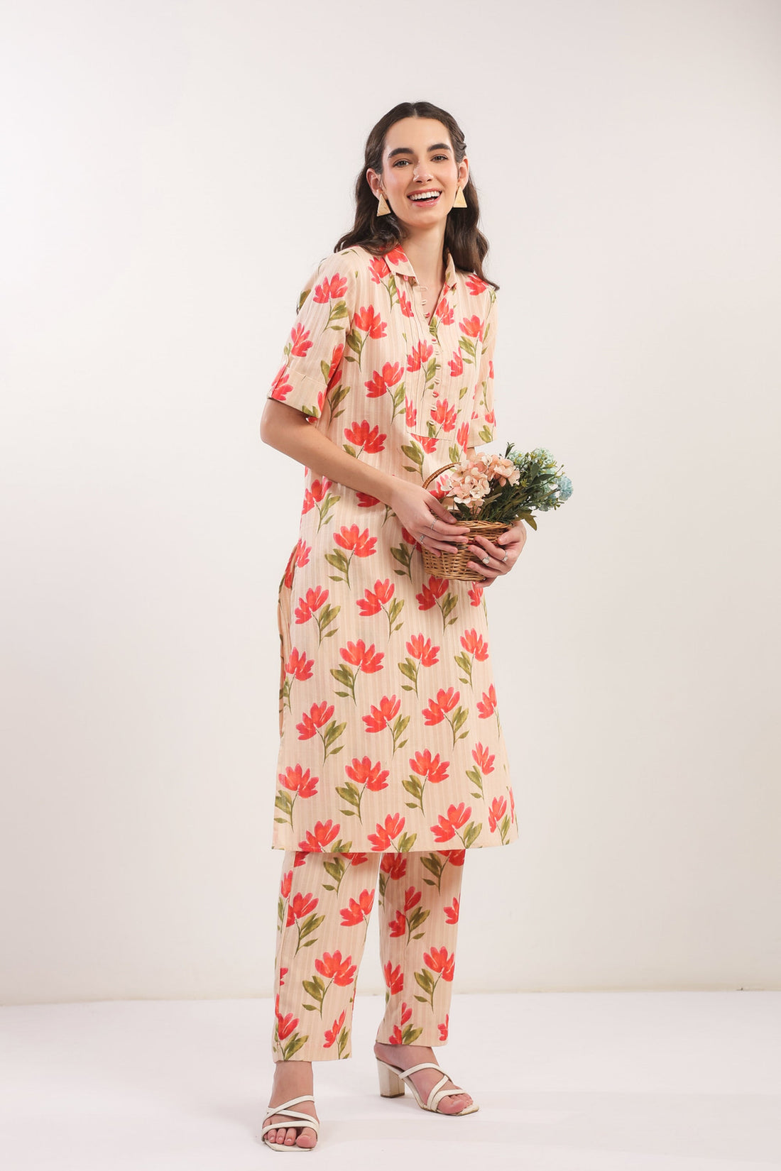 Apricot Petals Cotton Co-ord Set