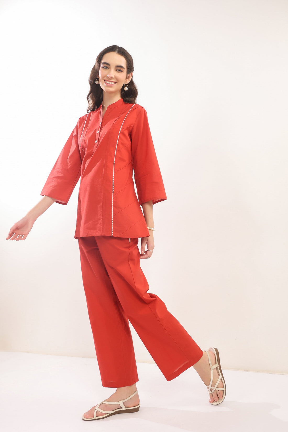 Rust Minimalist Cotton Co-ord Set