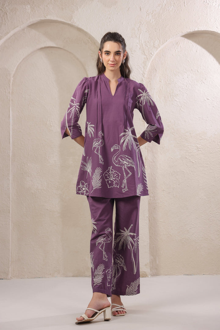 Wild Mauve Printed Cotton Co-ord Set