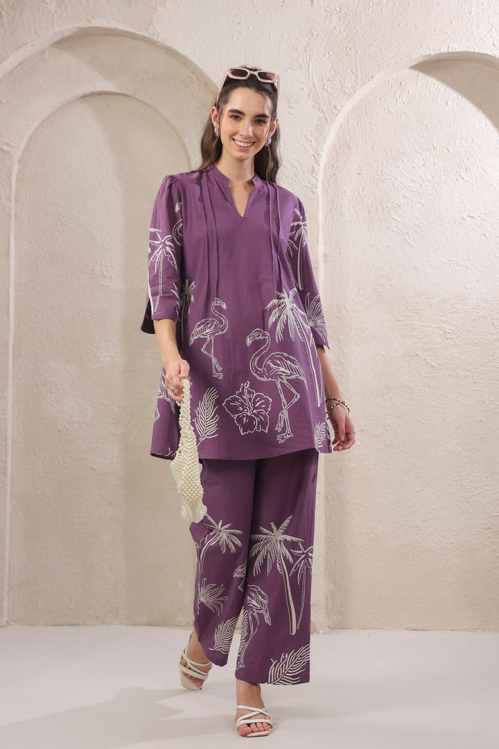 Wild Mauve Printed Cotton Co-ord Set