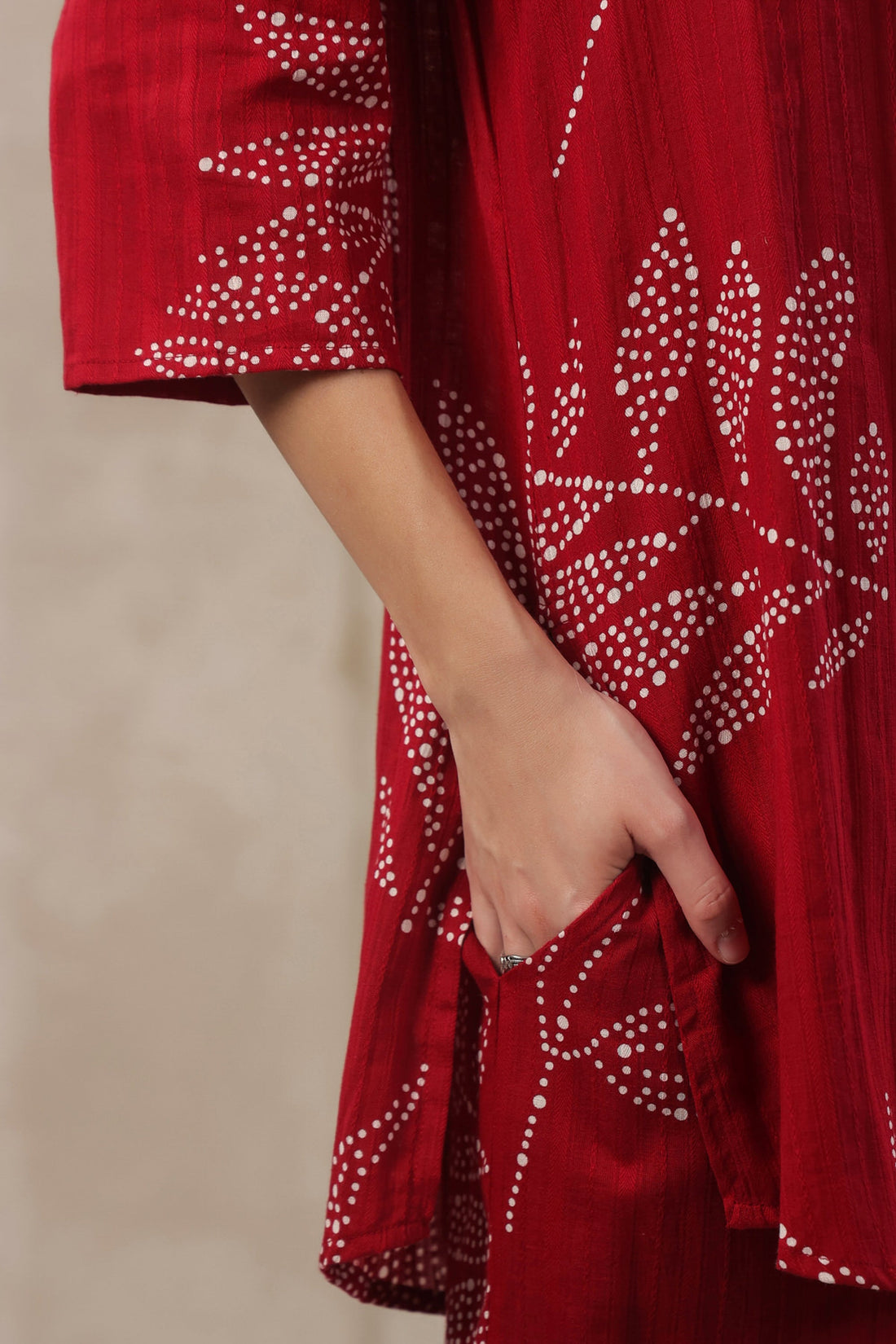 Gulmor Grace Red Printed Cotton Co-ord Set