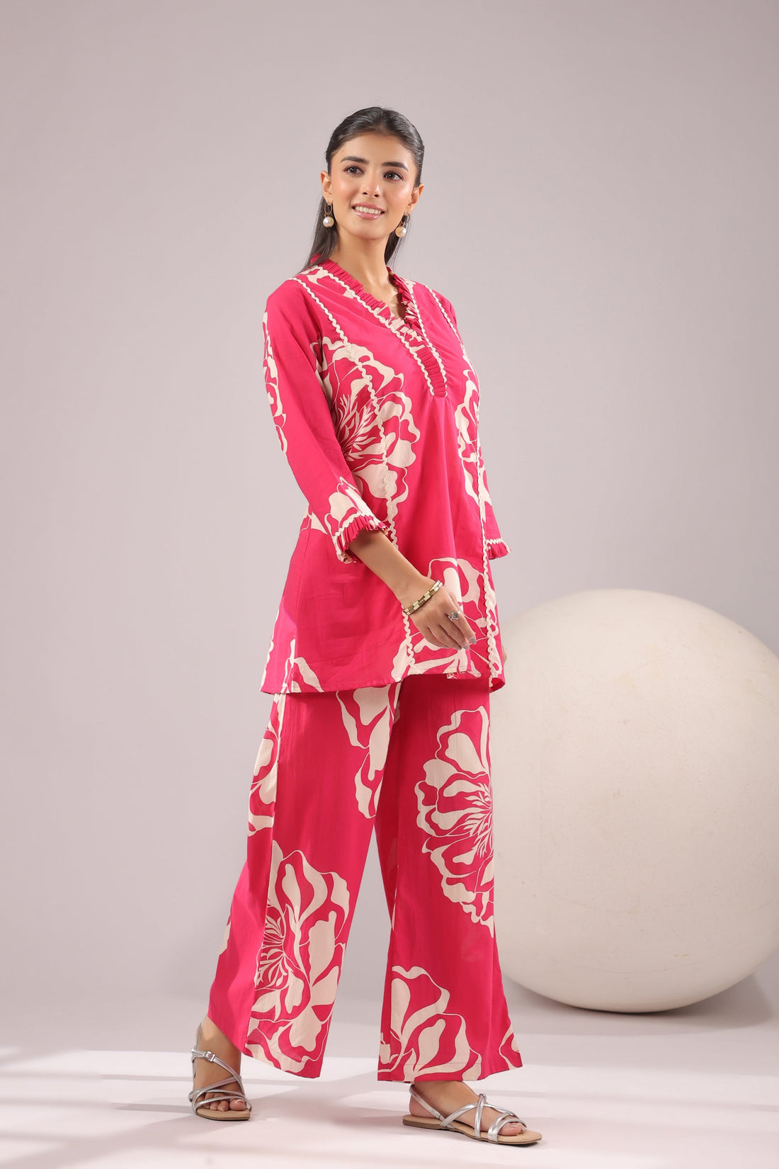 Fuchsia Bloom Printed Cotton Co-ord Set