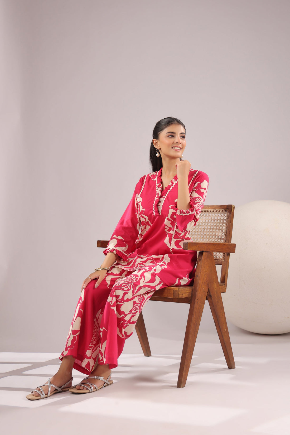 Fuchsia Bloom Printed Cotton Co-ord Set