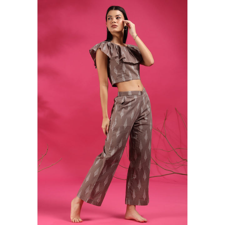 Tropical Leaves on Grey Cotton Co-ord Set