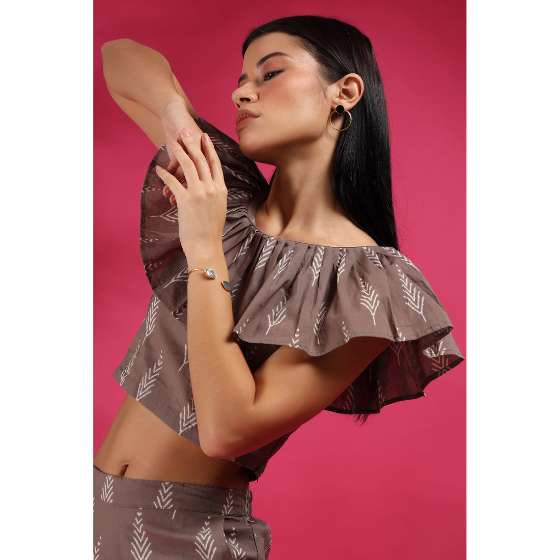 Tropical Leaves on Grey Cotton Co-ord Set