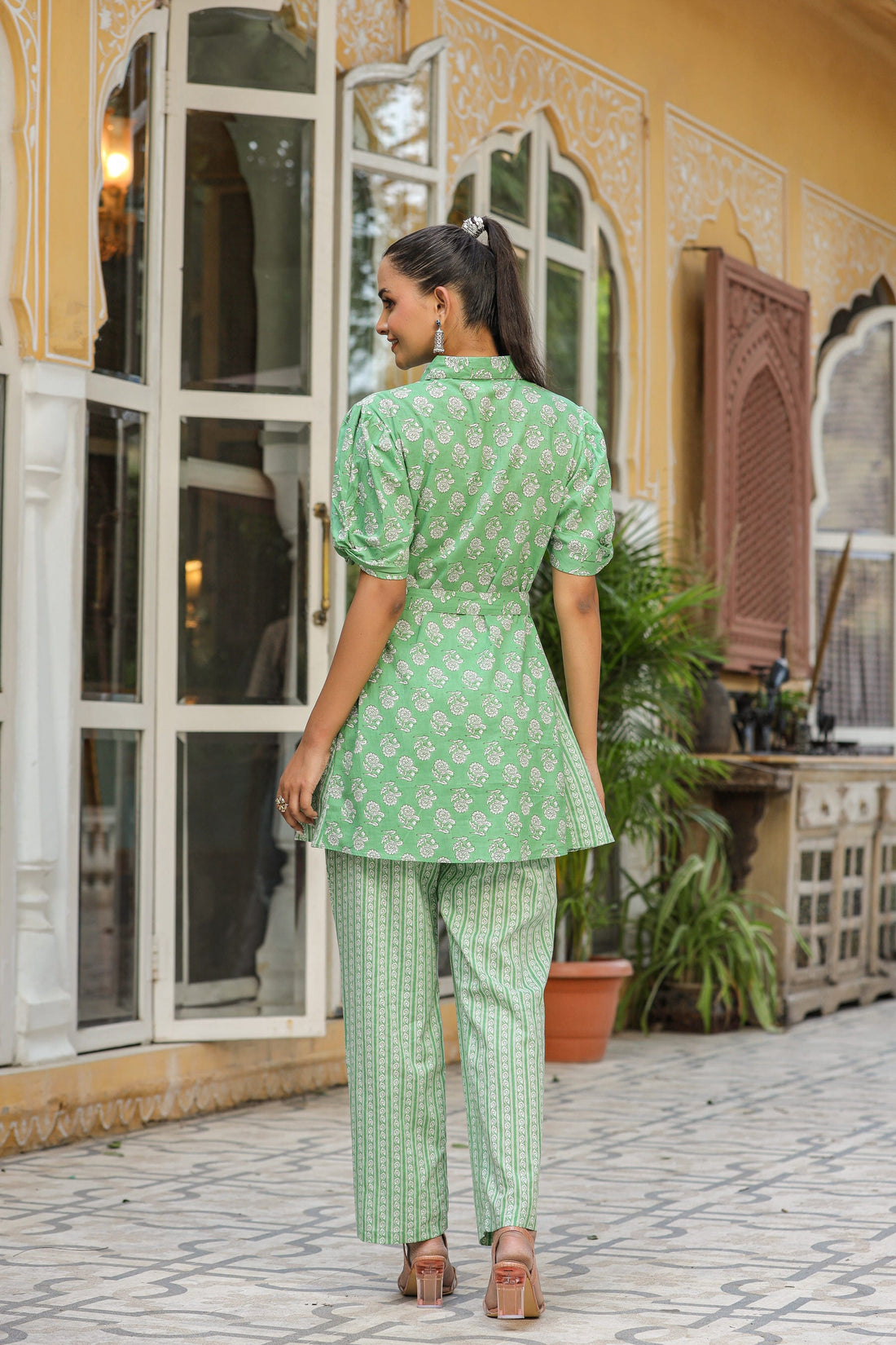 Bagh Print On Green Cotton Co-ord Set