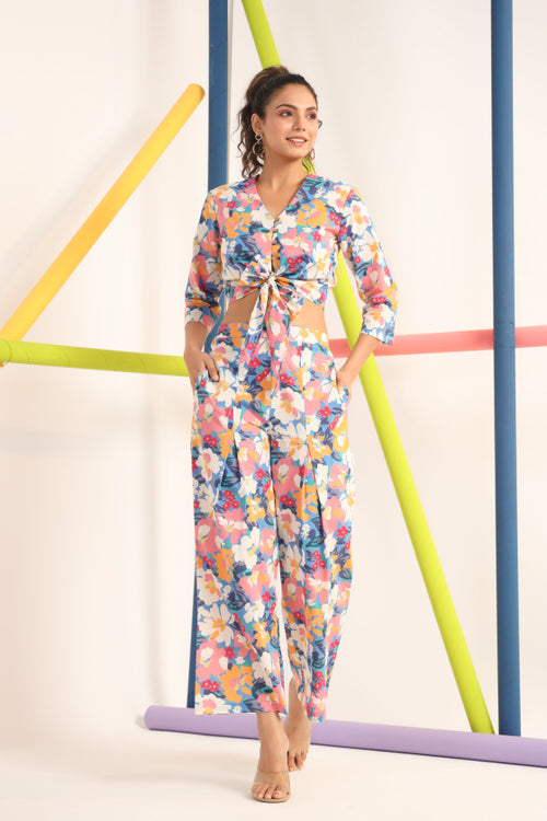 Abstract Bright Floral on Cotton Co-ord Set