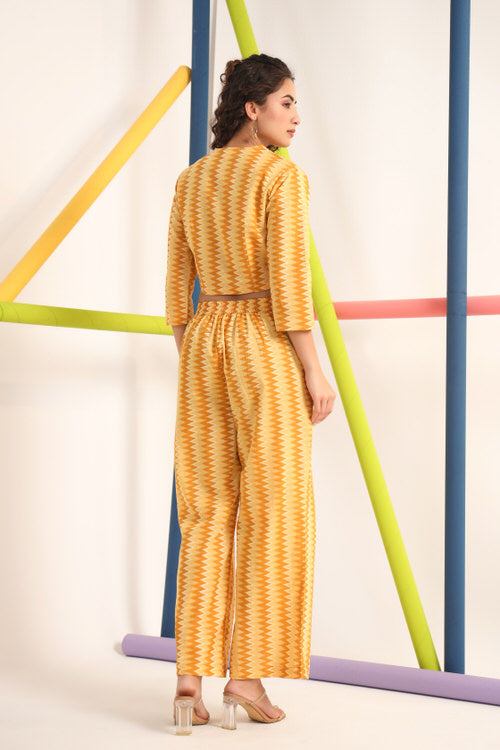Zigzag Yellow Cotton Co-ord Set