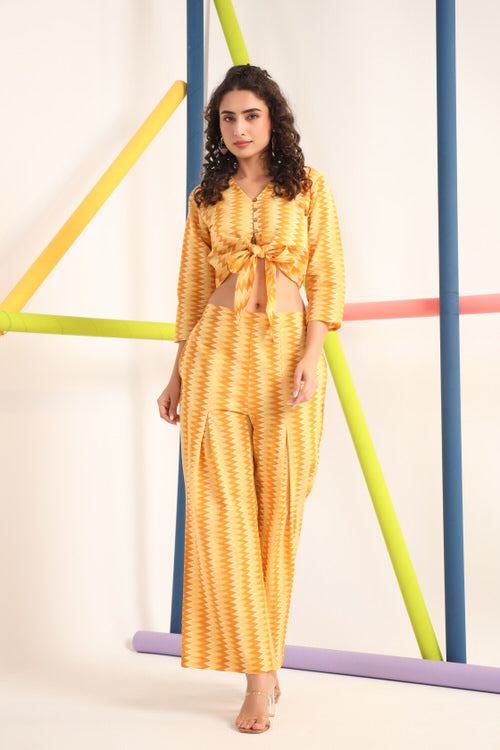 Zigzag Yellow Cotton Co-ord Set