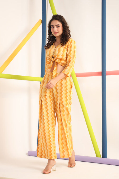 Zigzag Yellow Cotton Co-ord Set
