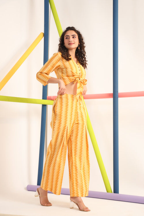 Zigzag Yellow Cotton Co-ord Set