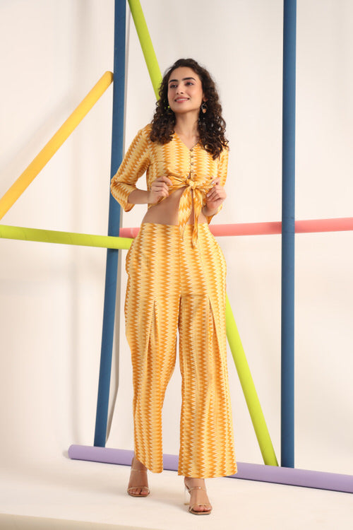 Zigzag Yellow Cotton Co-ord Set