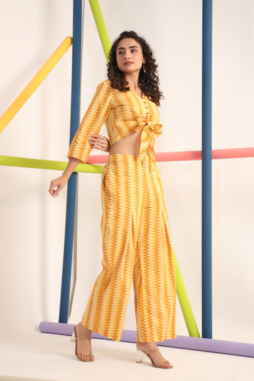 Zigzag Yellow Cotton Co-ord Set
