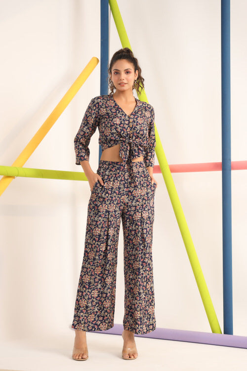 Jaipuri Jaal on blue Cotton Co-ord set