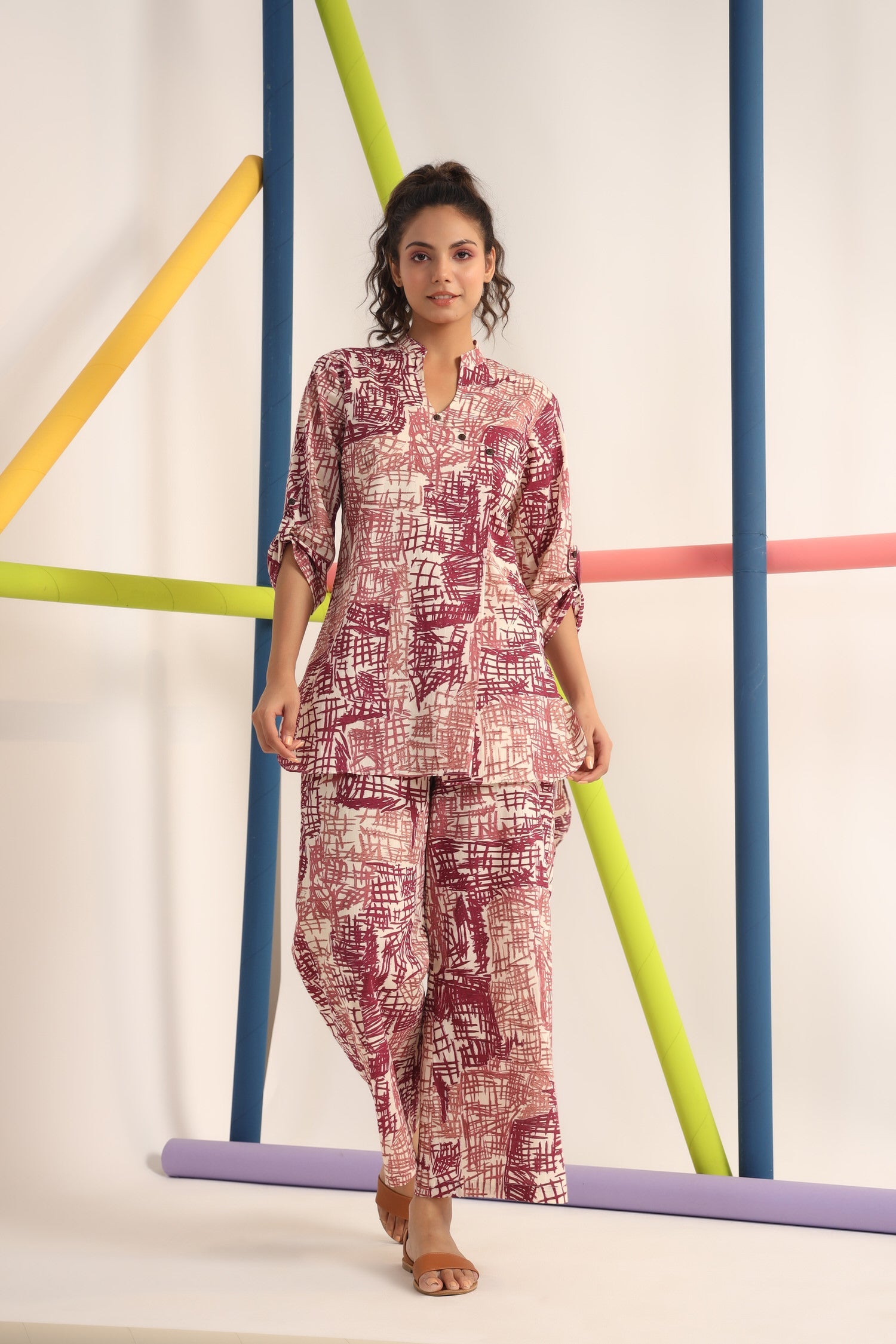 Scribble Mauve on Cotton Co-ord set