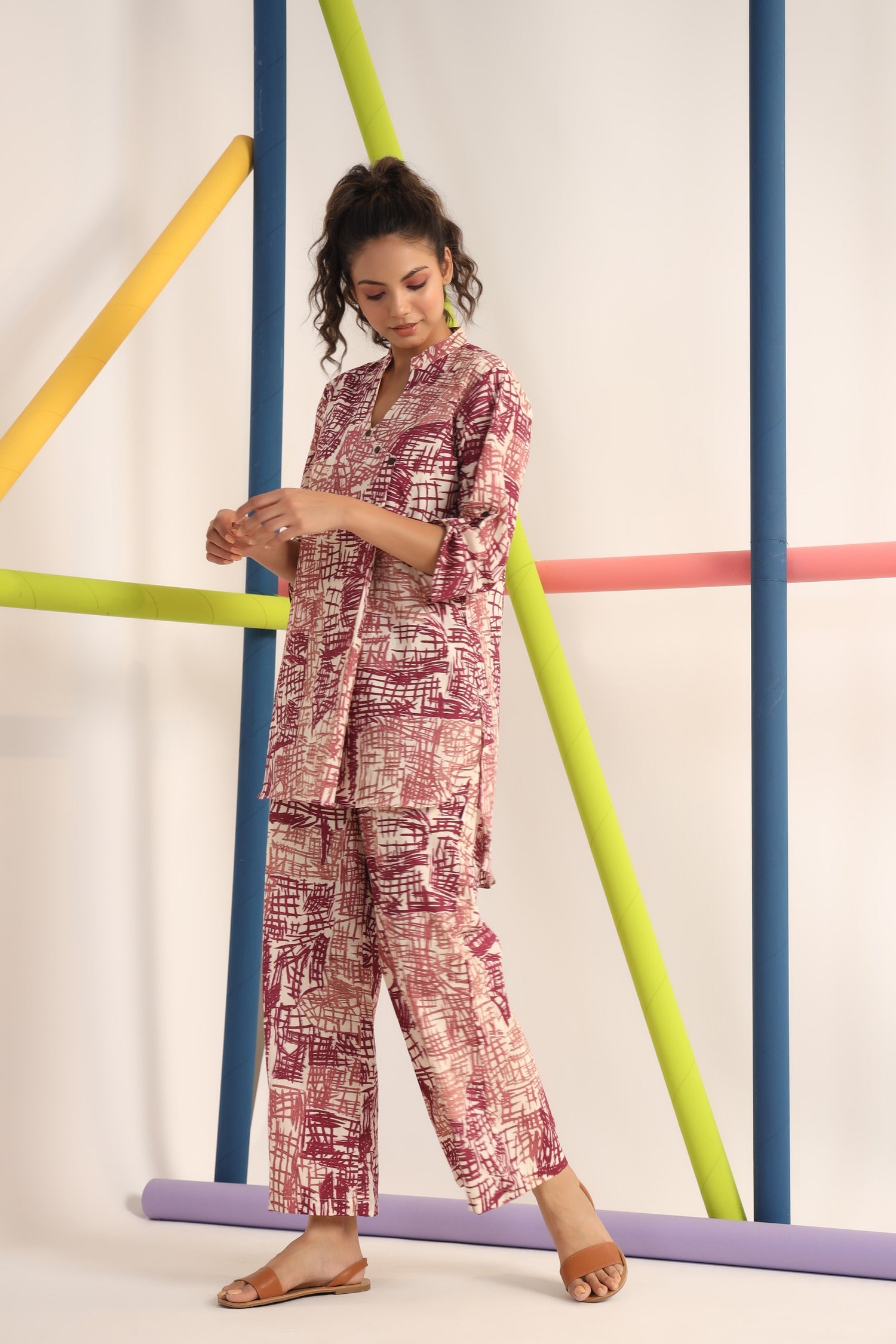 Scribble Mauve on Cotton Co-ord set