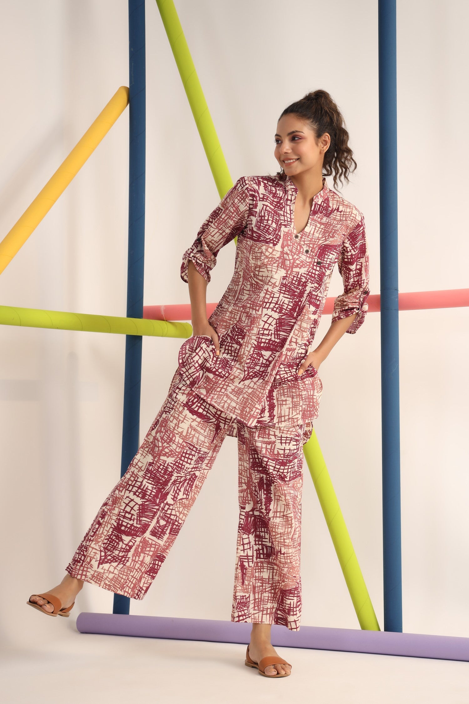 Scribble Mauve on Cotton Co-ord set