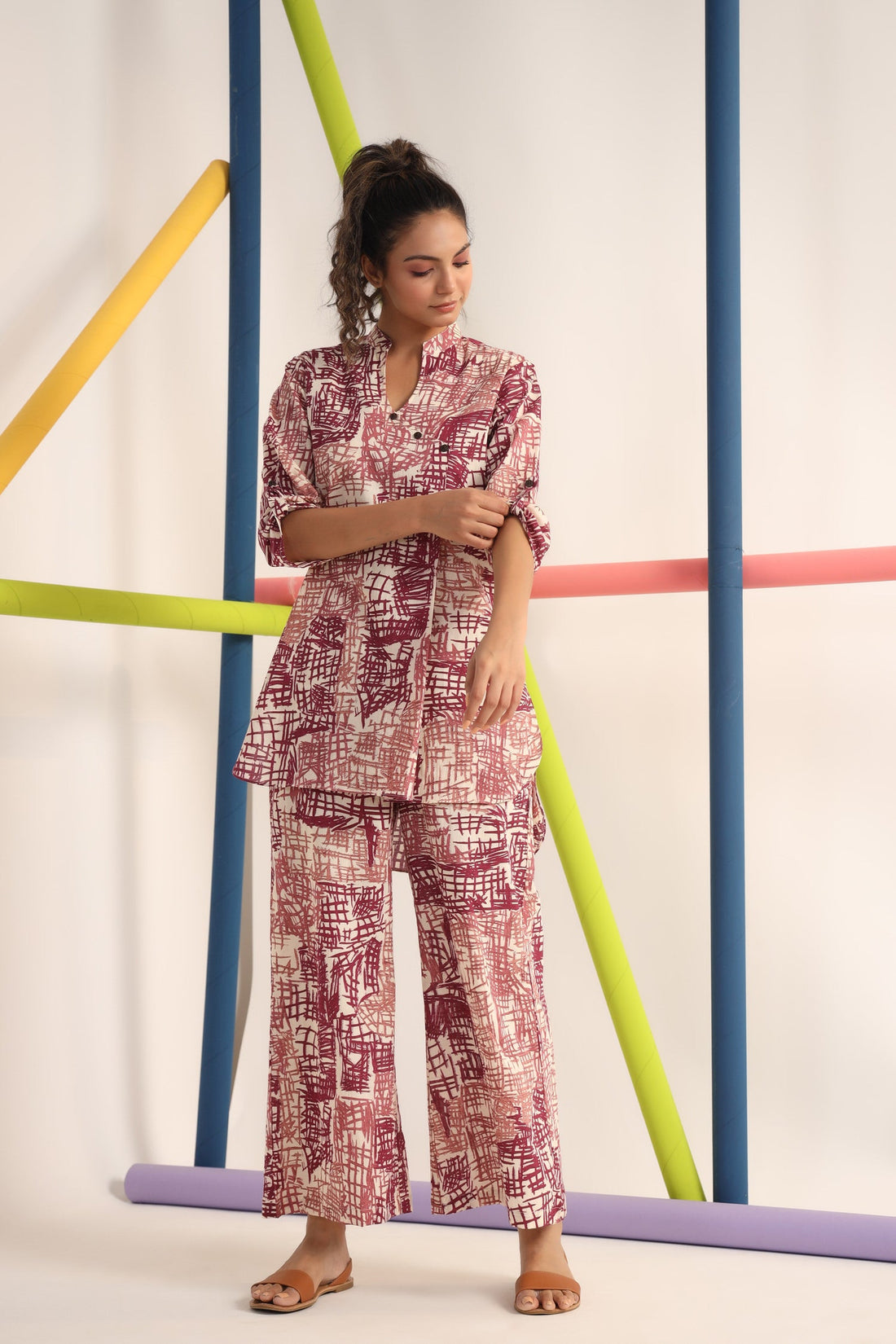 Scribble Mauve on Cotton Co-ord set