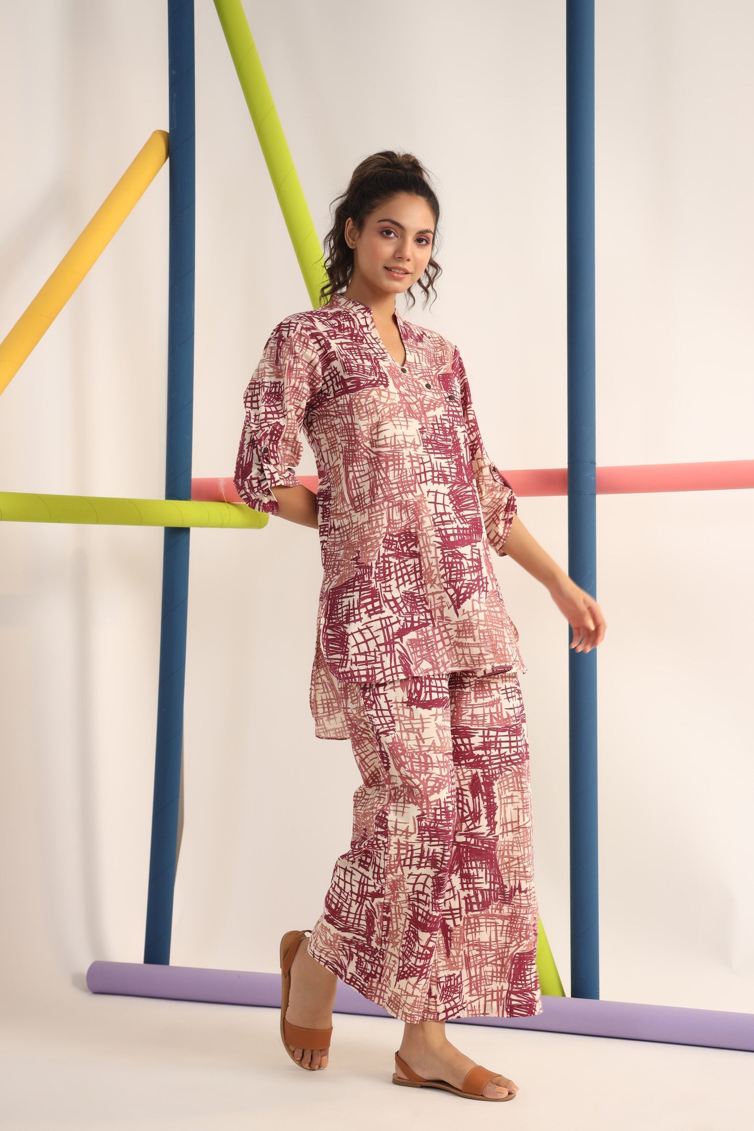 Scribble Mauve on Cotton Co-ord set