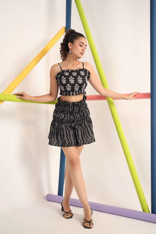 Sassy Black Cotton Skirt Set