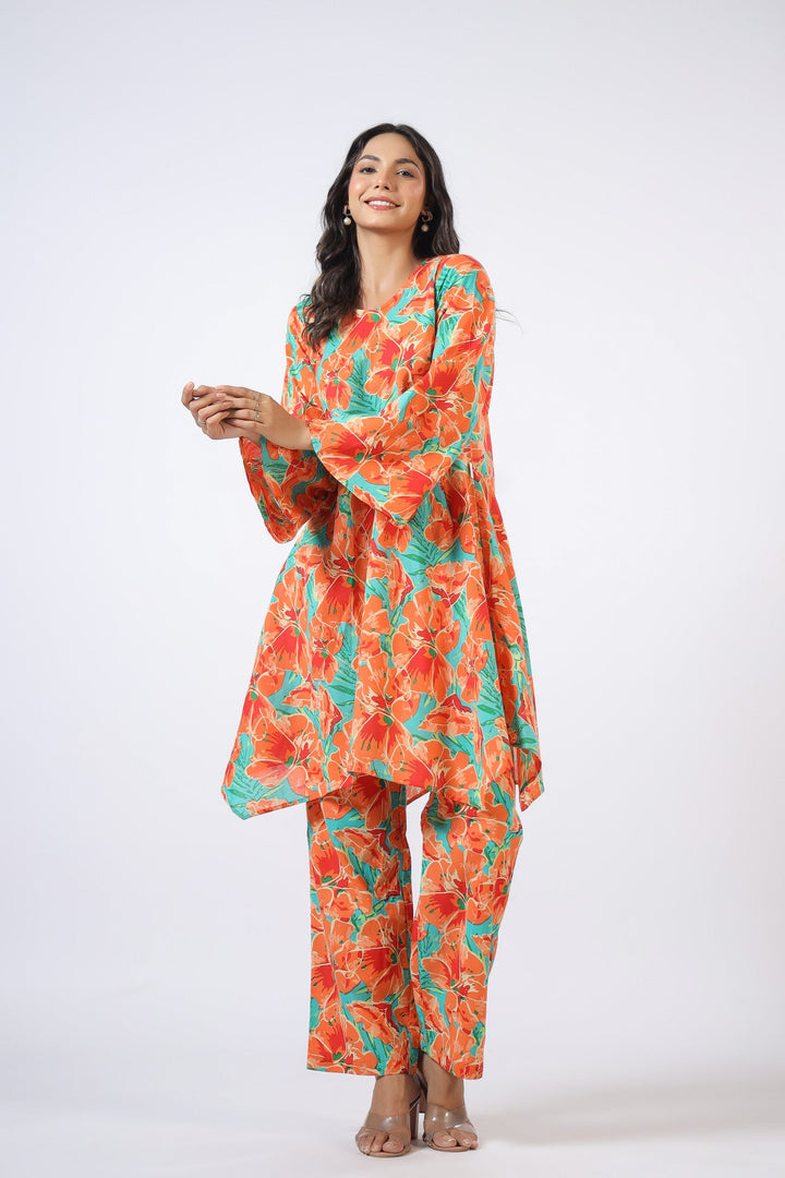 Orange Bloom Cotton Co-ord Set