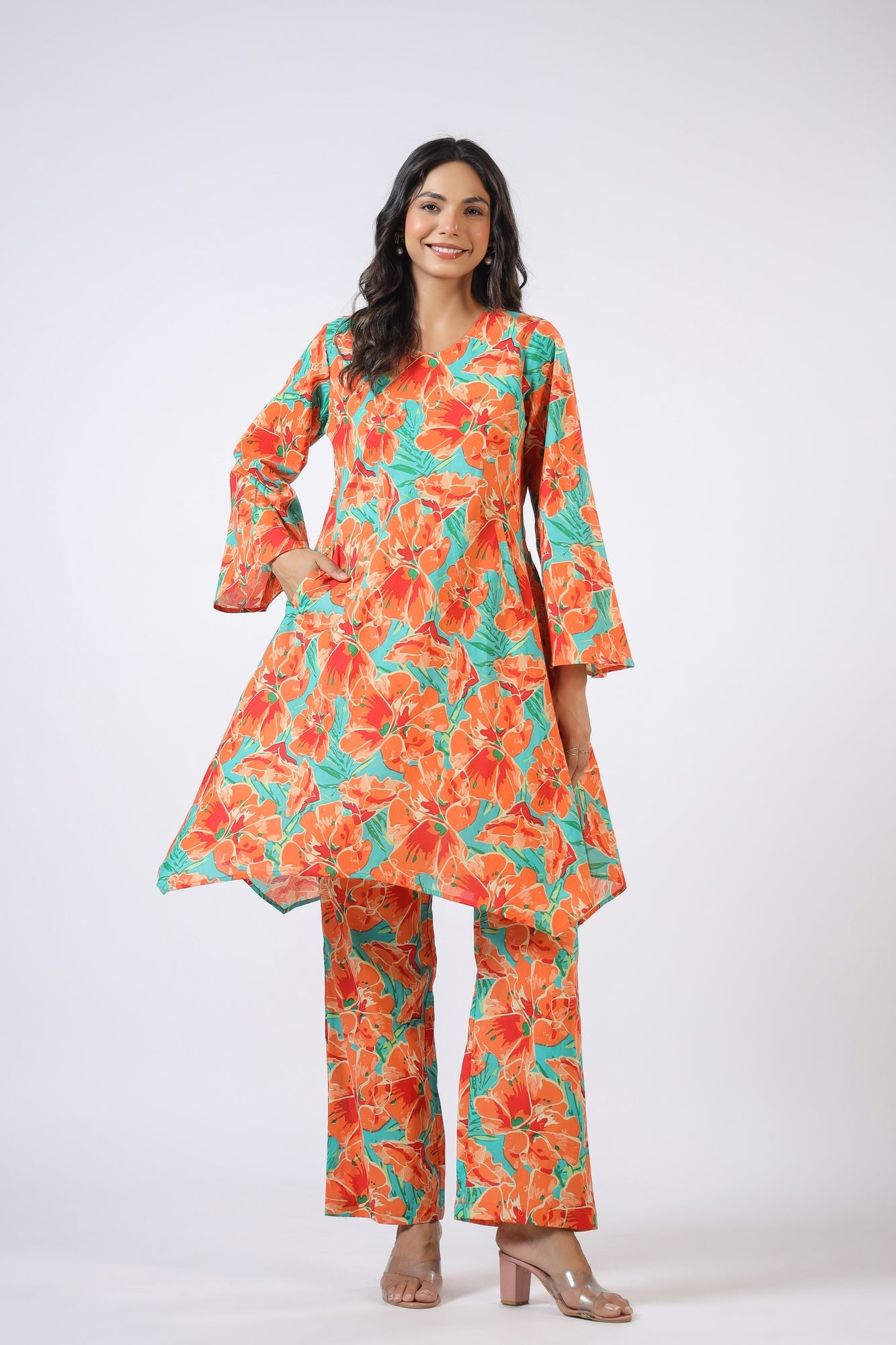 Orange Bloom Cotton Co-ord Set