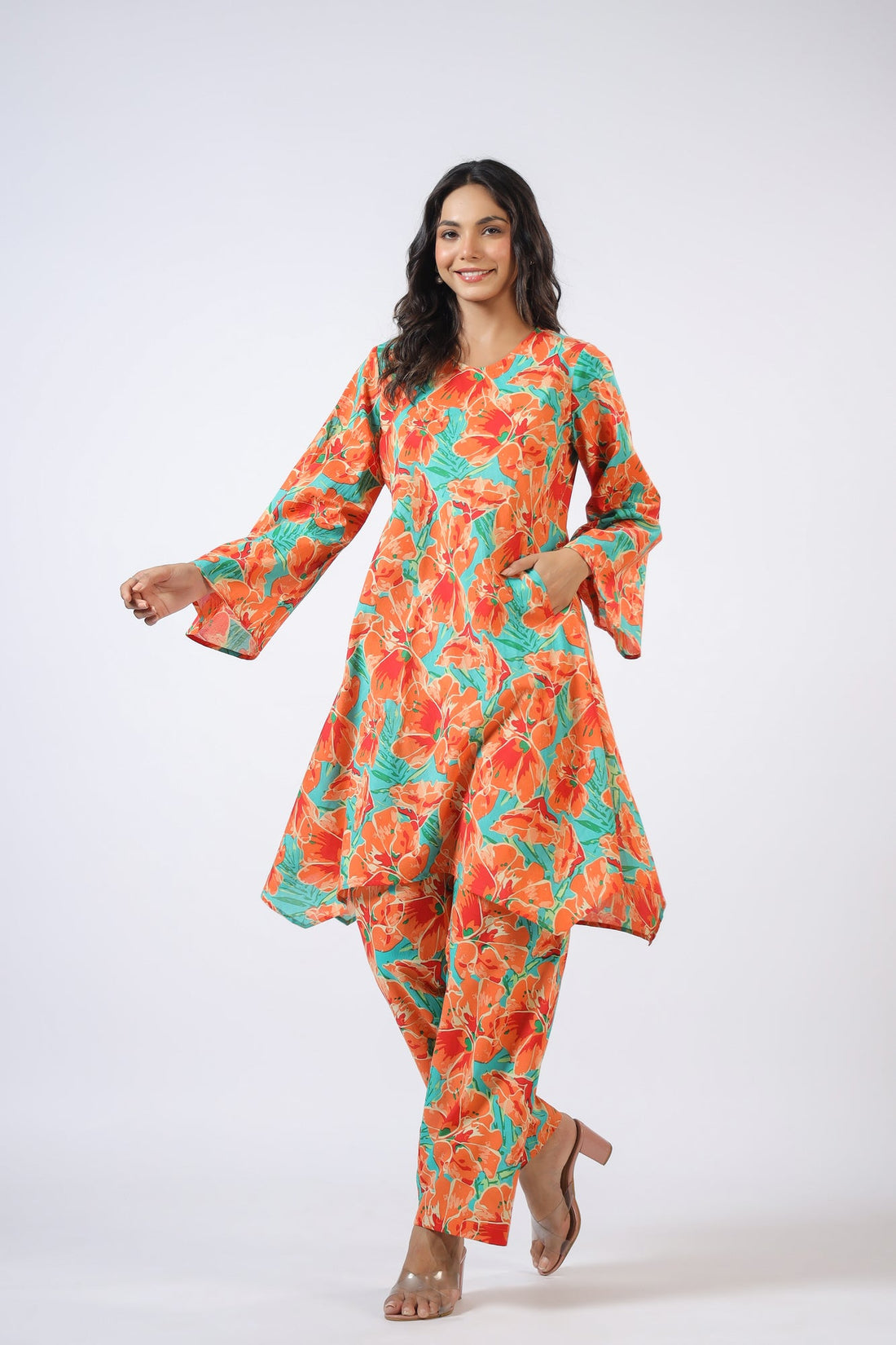 Orange Bloom Cotton Co-ord Set