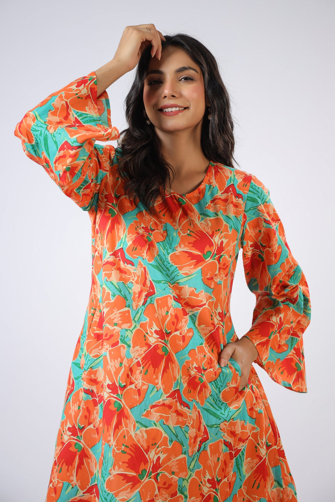 Orange Bloom Cotton Co-ord Set