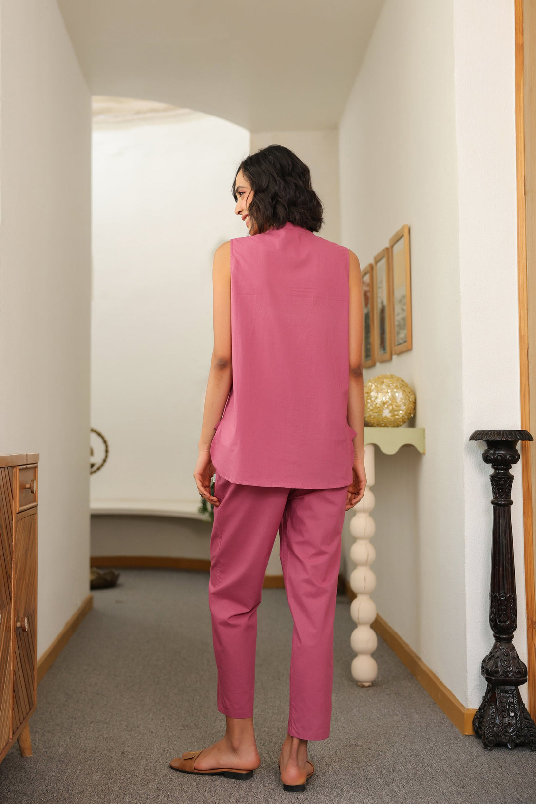 Rosé Haze Sleeveless Cotton Co-ord Set