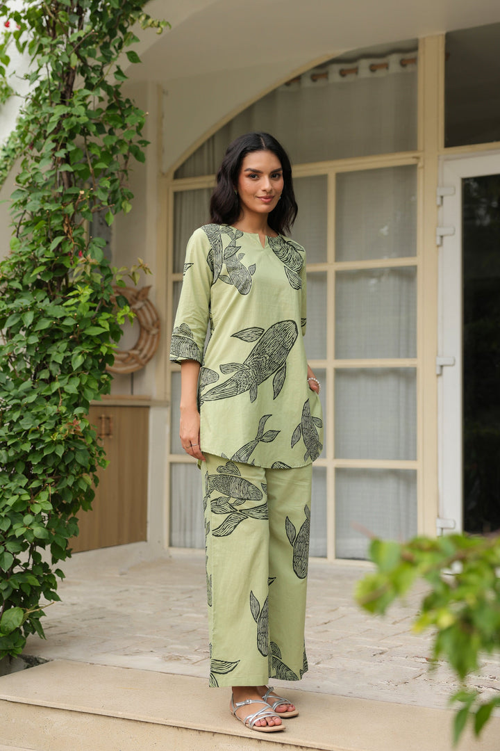 Serene Pastel Green Cotton Co-ord Set