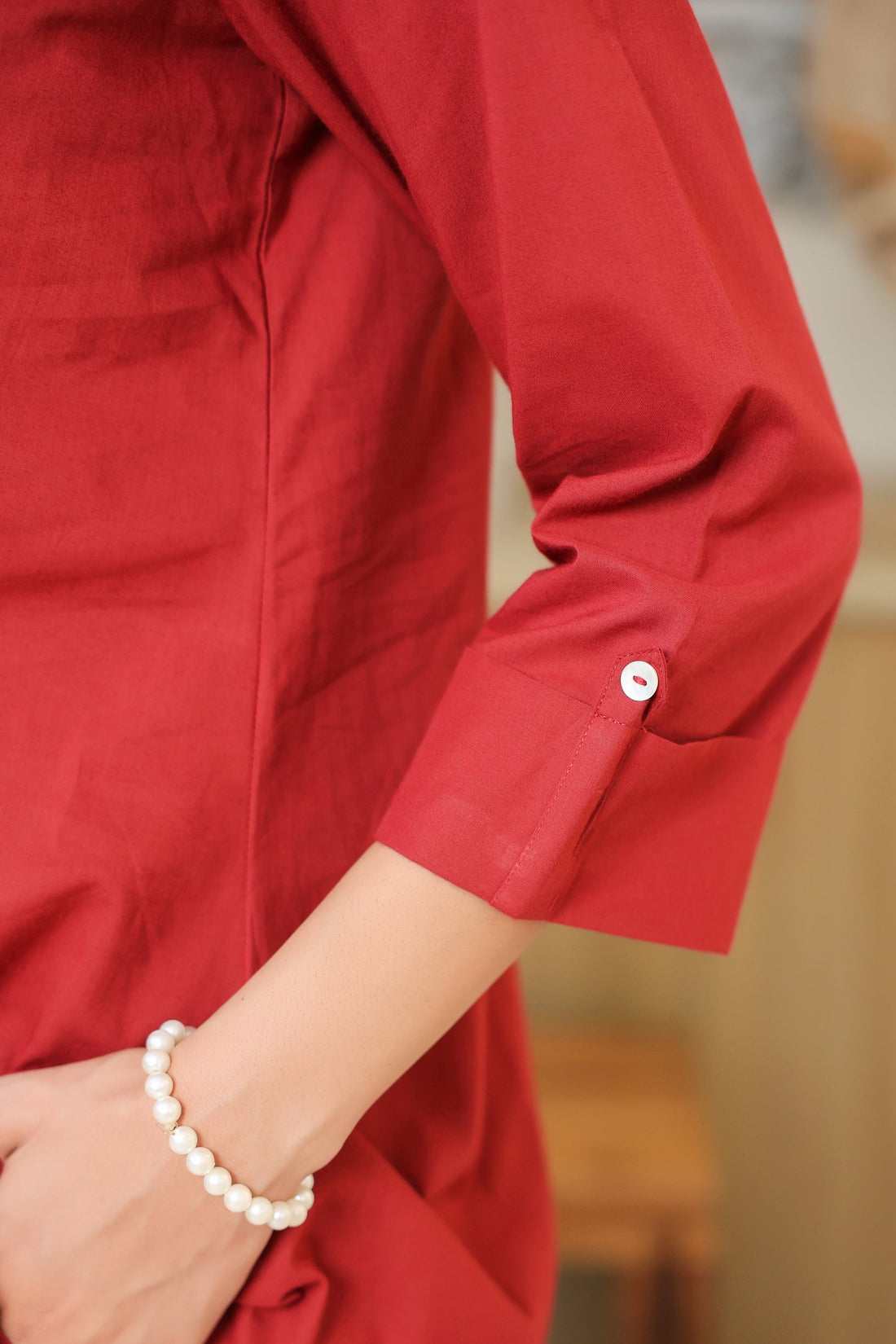 Crimson Ease Cotton Maroon Co-ord Set