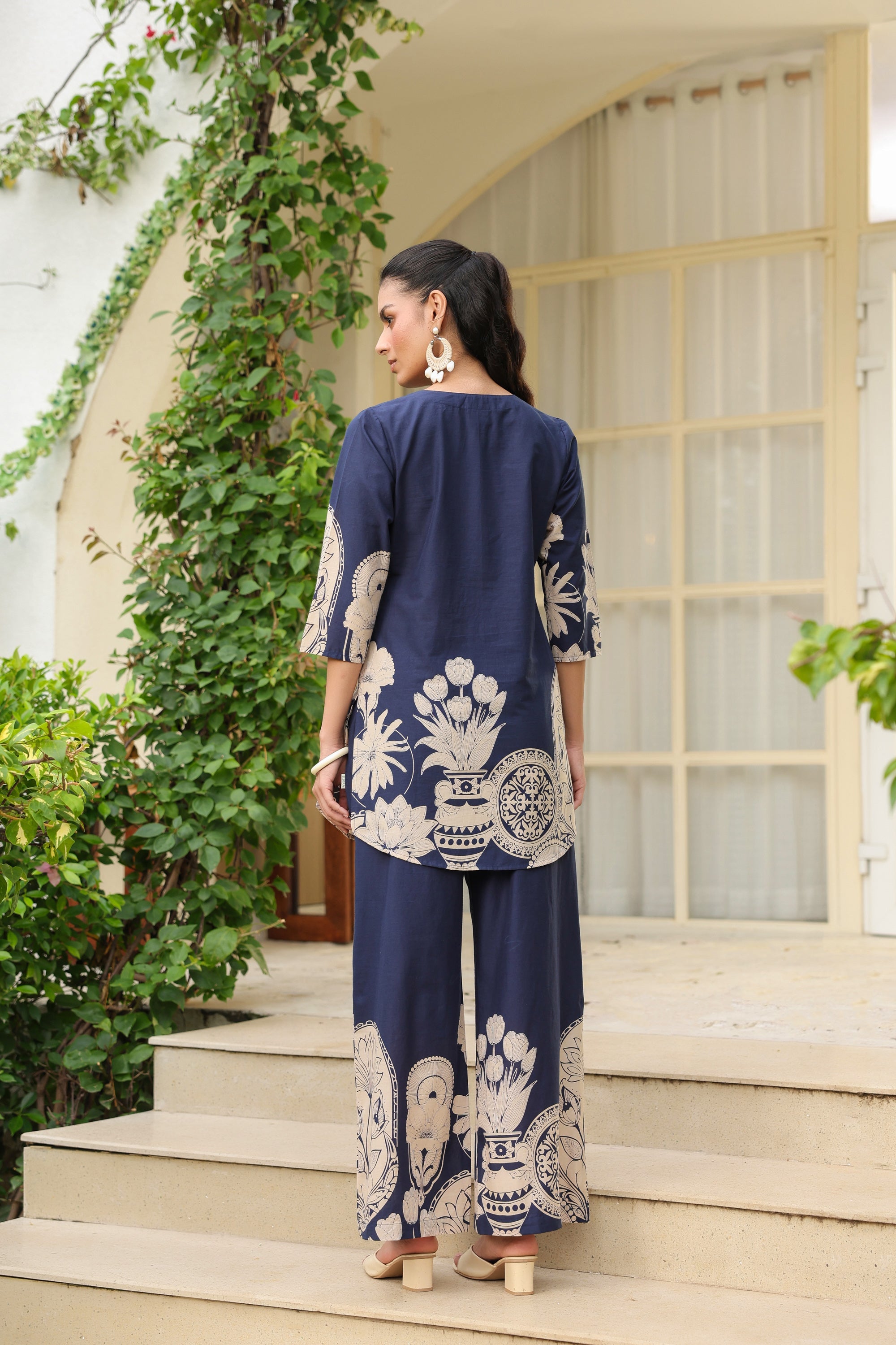 Midnight Bloom Ensemble Blue Cotton Co-ord Set