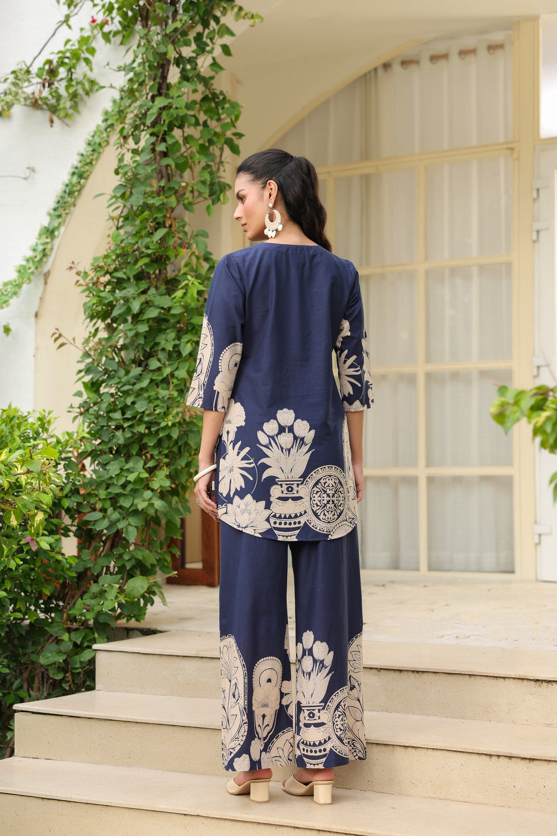 Midnight Bloom Ensemble Blue Cotton Co-ord Set