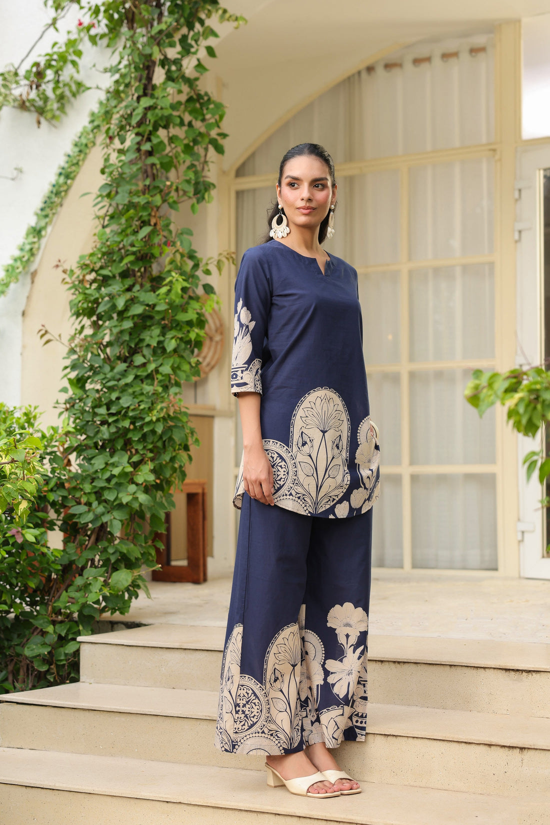 Midnight Bloom Ensemble Blue Cotton Co-ord Set