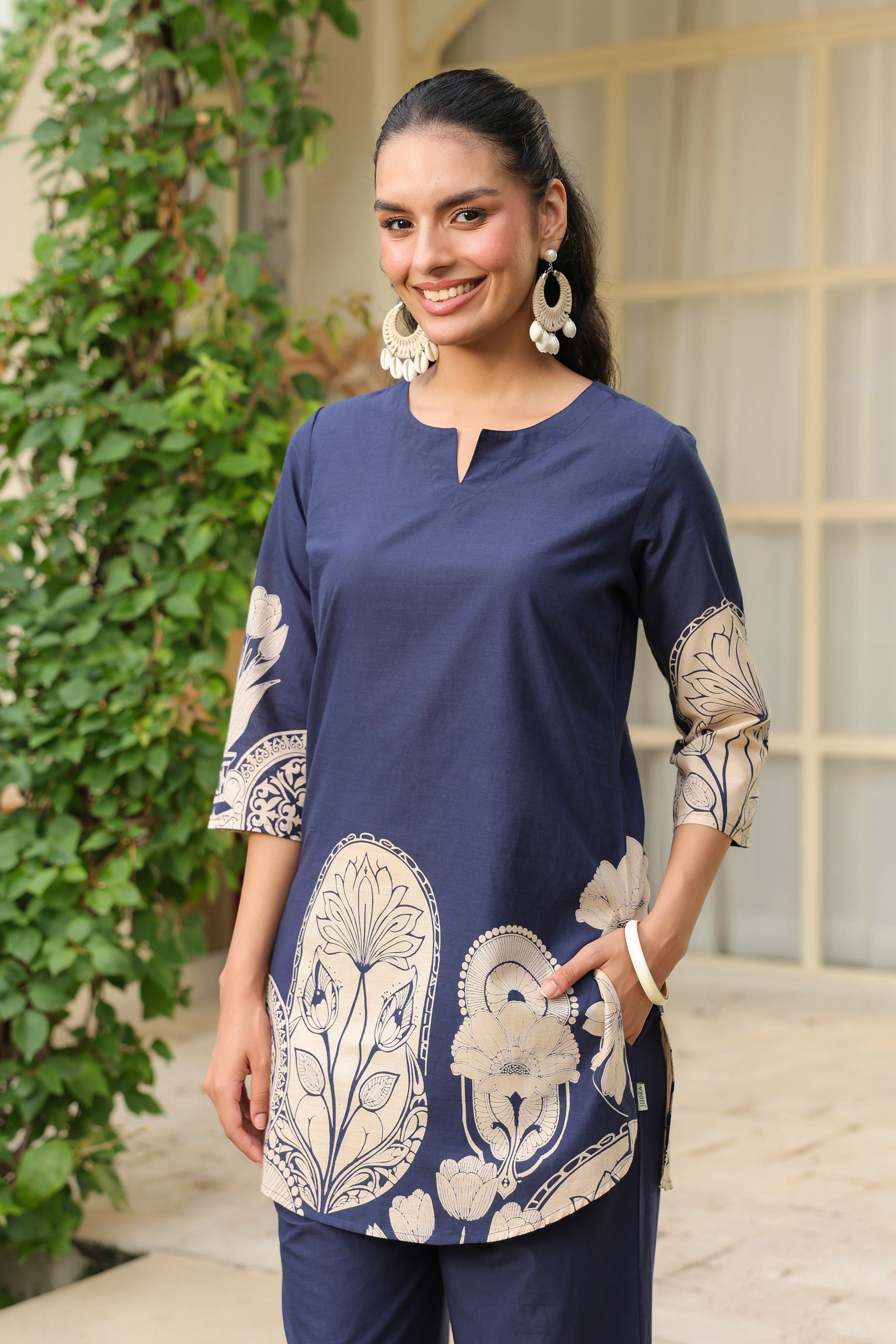 Midnight Bloom Ensemble Blue Cotton Co-ord Set