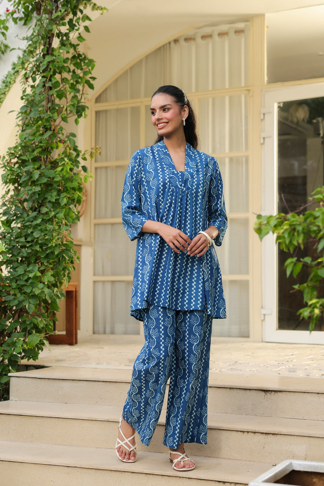 Azure Charm Printed Cotton Co-ord Set