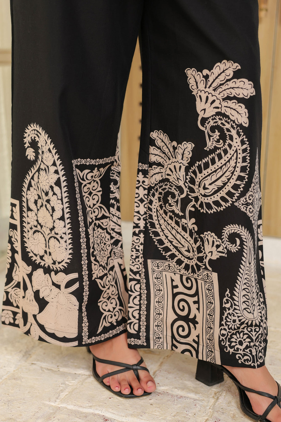 Black Ethnic Print Cotton Co-ord Set