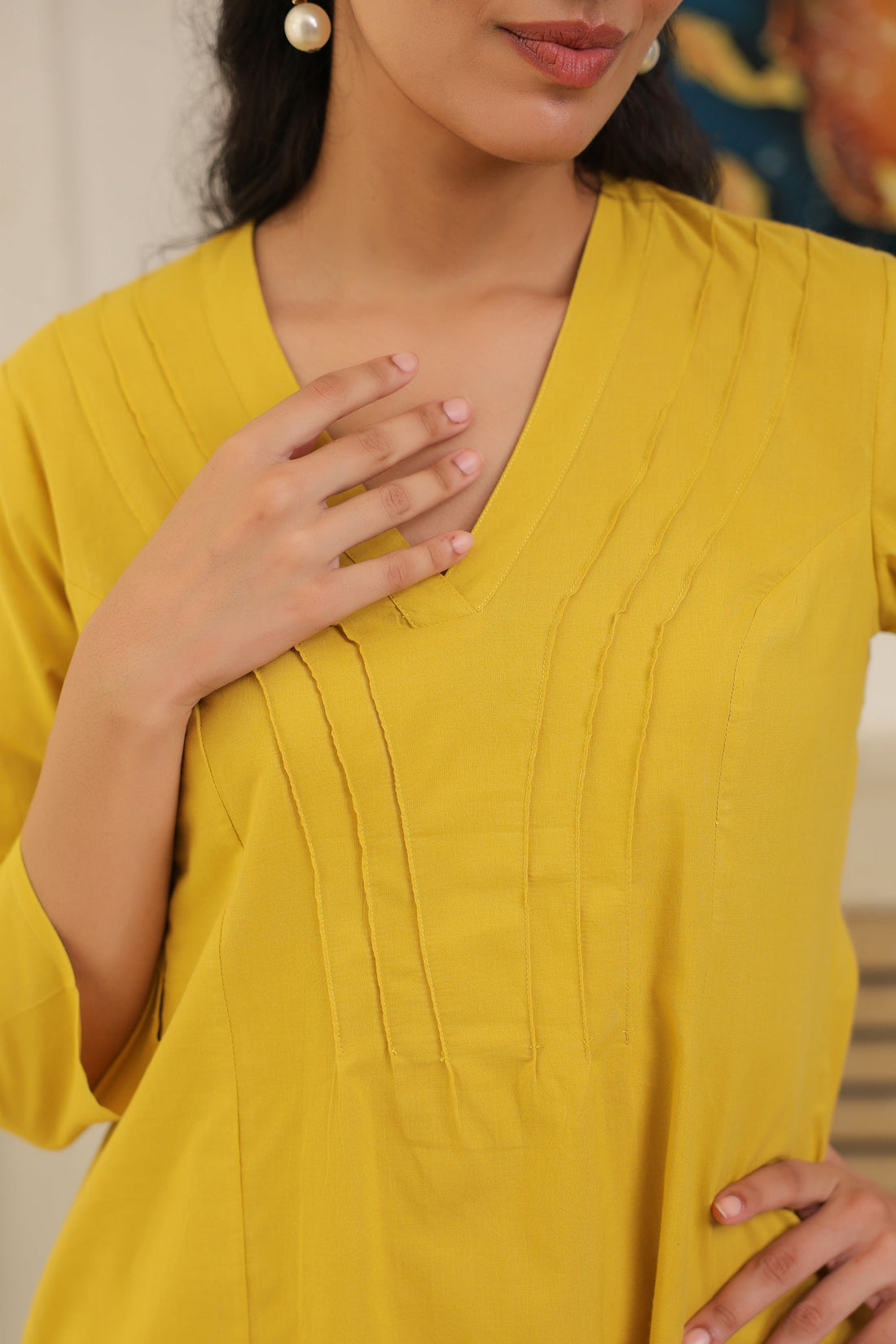 Solid Yellow Cotton Co-ord Set