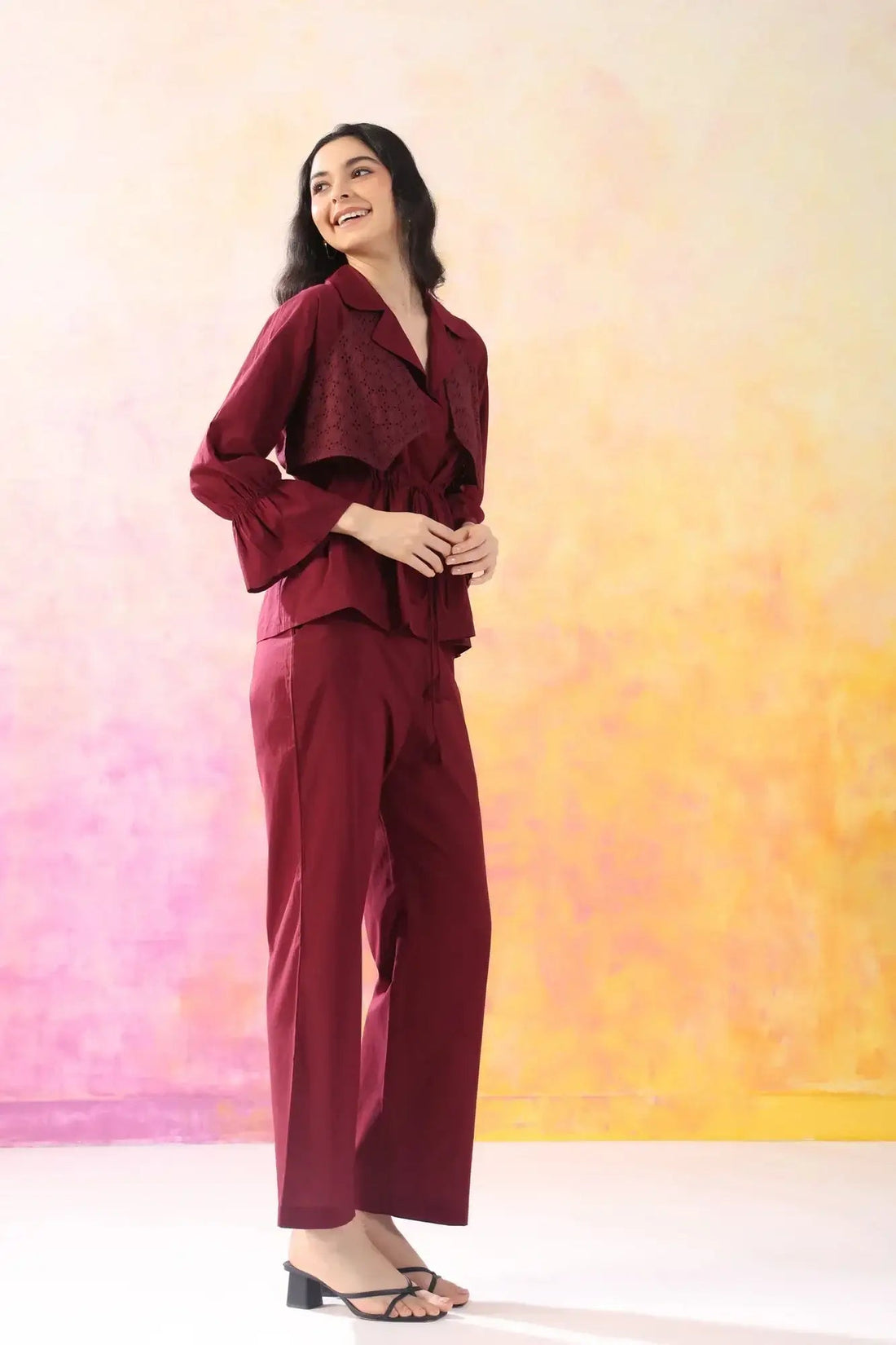 Sleek Essence Maroon Cotton Co-ord Set