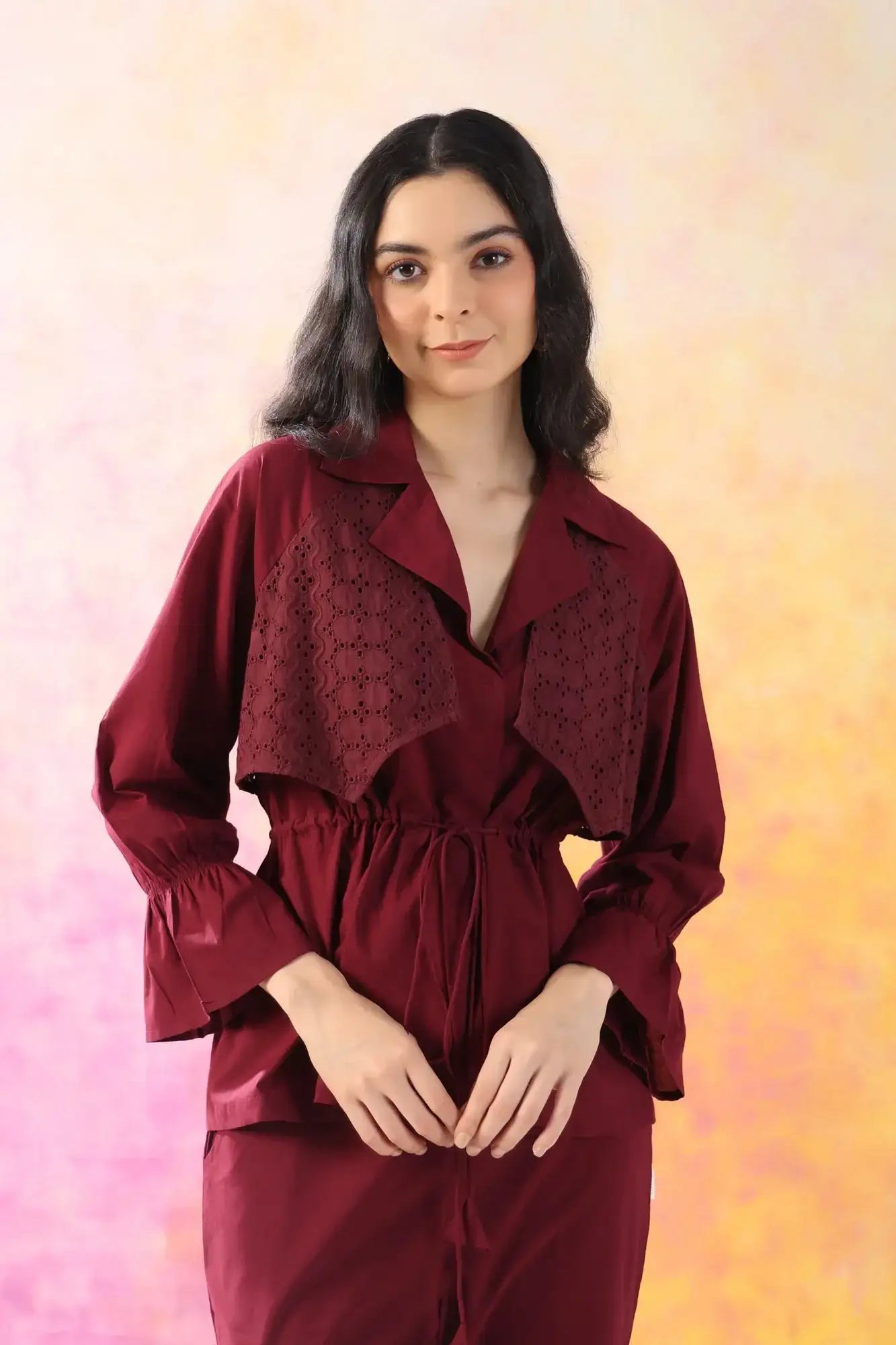 Sleek Essence Maroon Cotton Co-ord Set